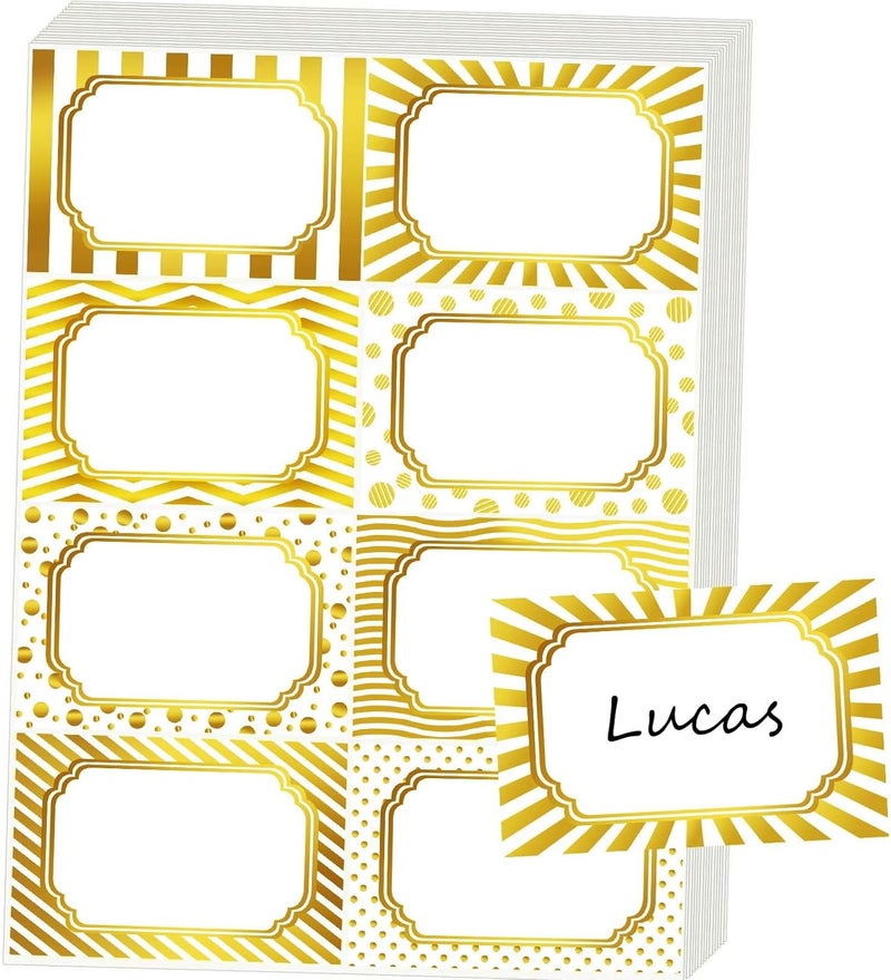 Zacool 240 PCS Gold Foil Name Tags, Christmas Gift Nametag Stickers Adhesive Blank Nametags Stickers, Name Stickers Gold Badges Labels for School, Office, Wedding Conferences & Family Party - Image 1